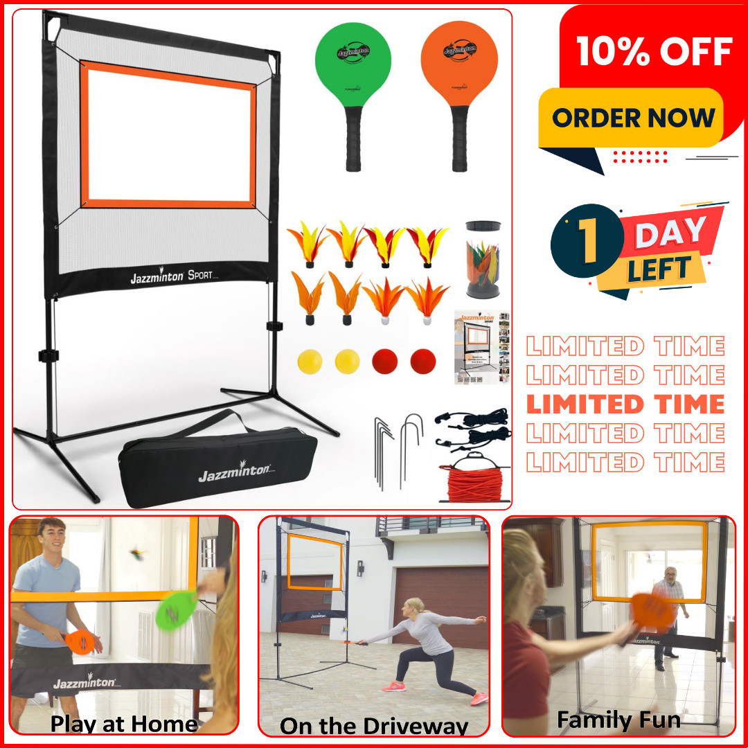 Jazzminton Sport - In & Out, No Boundaries - Similar to Pickleball, Badminton--