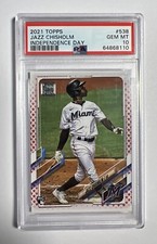 2021 Topps Series 2 Jazz Chisholm Rookie Independence Day  /76 #568 PSA 10 Pop 1