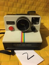 Vintage Polaroid SX-70 OneStep White Rainbow Stripe Instant Camera UNTESTED