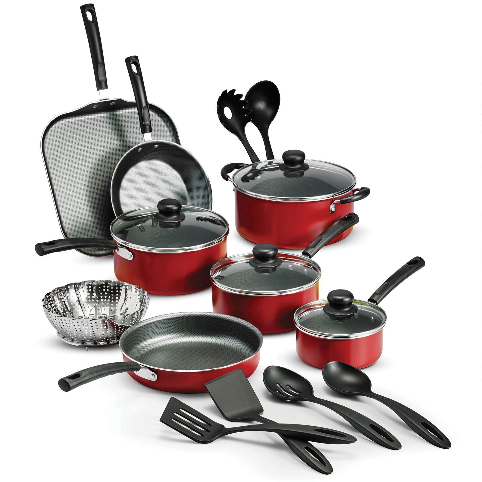 18-Piece Nonstick Cookware Set with Cool-Touch Handles, Dishwasher Safe for Easy Cleanup