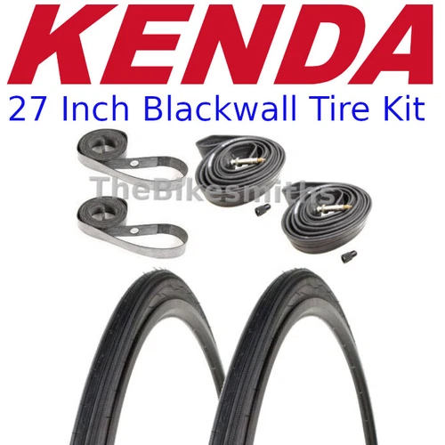 2PACK KENDA K34/K35 Blackwall PRESTA 27x1-1/4" Road Bike Tires,Tubes, Strips 27"