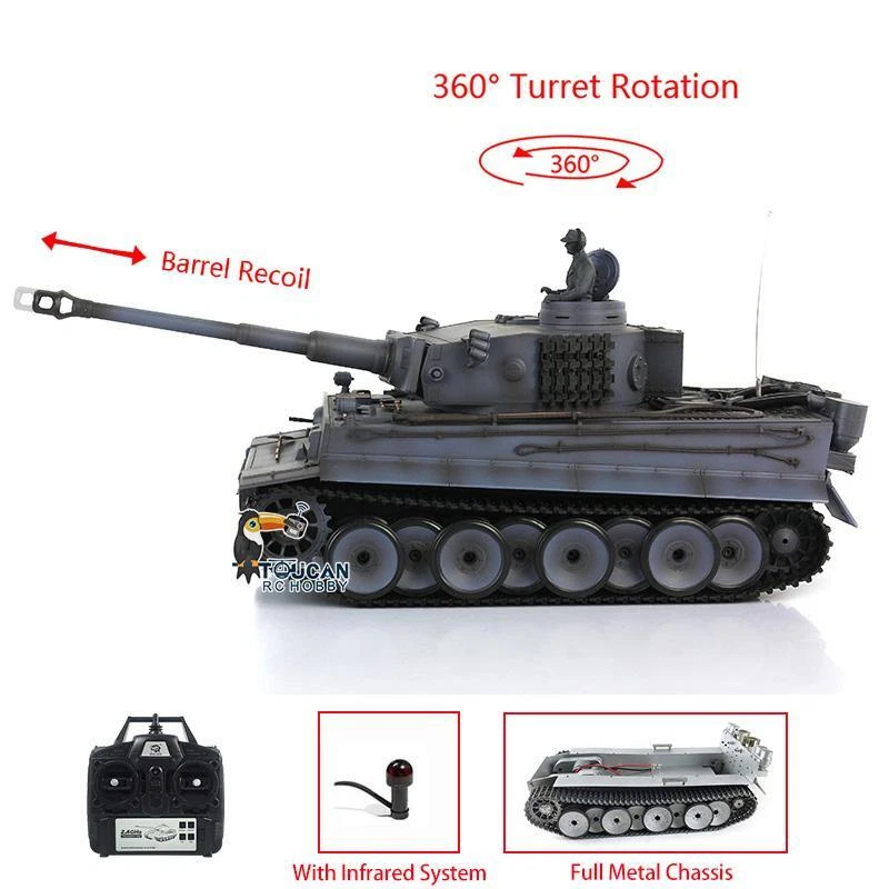 Henglong 1/16 3818 Tiger I RTR RC Tank Metal Chassis W/ Plastic Upper Hull Sound - Image 3 of 4