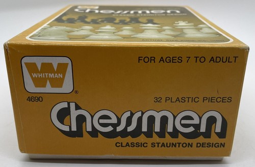 Vintage Whitman Chessmen 32 Chess Pieces Staunton Design 1974 Black White #4690 - Picture 5 of 9