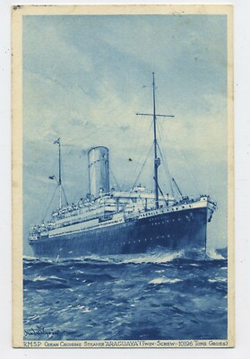 Der RMSP Hochseekreuzfahrtdampfer ''Araguaya'' Vintage Dampfschiff Postkarte D3