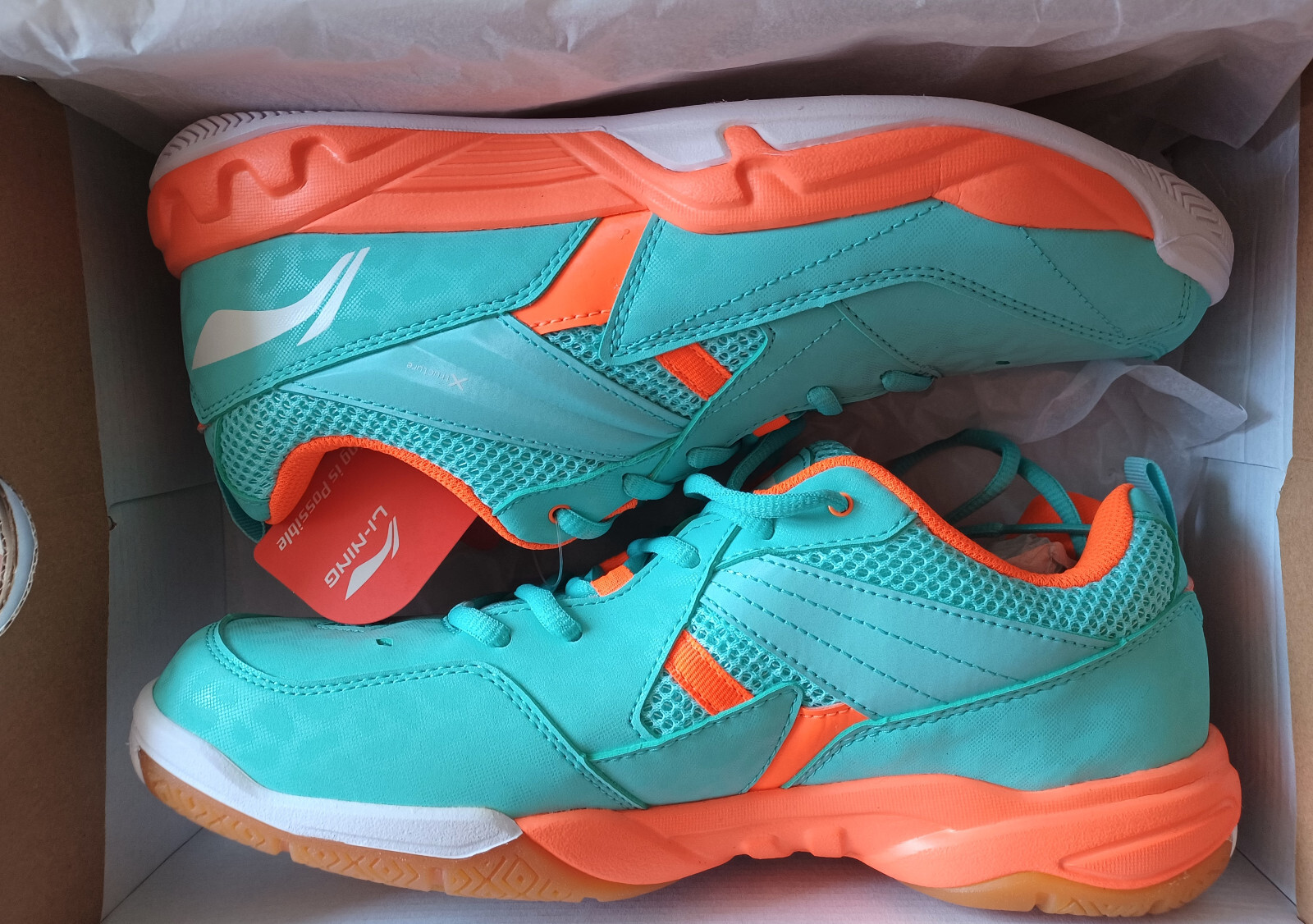 NEW Li Ning Men's Badminton Shoes, Electric Blue/Orange, AYTM0792H eBay