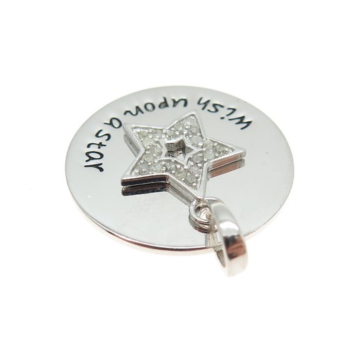 HAN 925 Sterling Silver Real Round-Cut Diamond "Wish Upon A Star" Pendant - Afbeelding 6 van 7