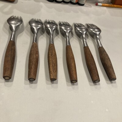 SIX Vintage Dansk Fjord Dinner Forks Germany Teak Handles | eBay