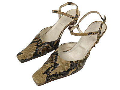 MELIN Pumps Damen 40 Schlangenmuster Leder Slingback Made In Italy Schuhe