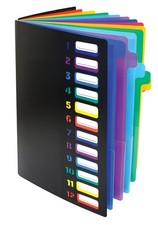 24 Clear Pocket Expanding File Folder with 12 Colored Tabs Letter Size Holds ...