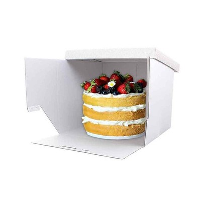 5 weiße Kuchenkartons aus Hartkarton gestreift 41 x 41 x h 25 cm