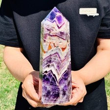 3.37LB Natural Dream Amethyst Crystal Column Wand Obelisk Point Reiki Healing