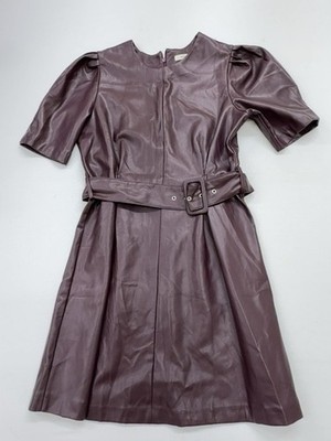 Reserved Damen Pflaume Kunstleder Gürtel Shirt Kleid L Stretch