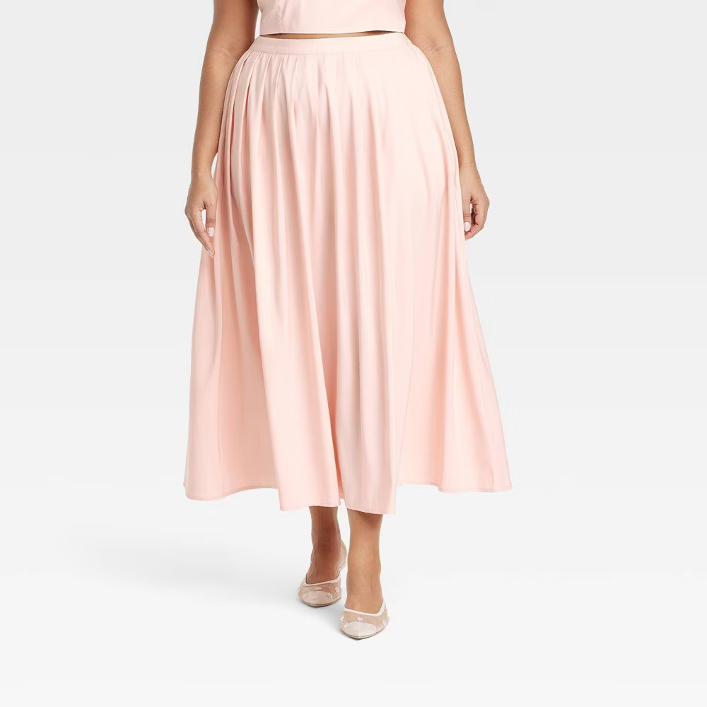 Women Pleated A-Line Maxi Skirt - A New Day Black S | eBay