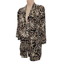 Chico's Travelers Women Size 3 Open Animal Print Jacket Side Pockets