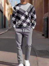 Men's Outfit 2 Piece Set Shirt  Pants Suit PLUS SIZE BIG 4XL