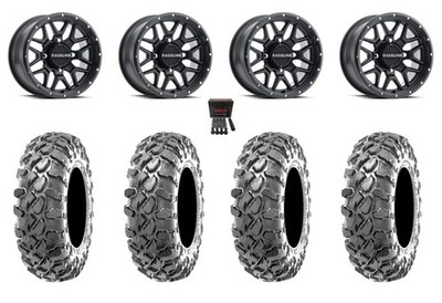 Raceline Krank 14'' Wheels Black 27'' Workzone Tires Textron Wildcat XX