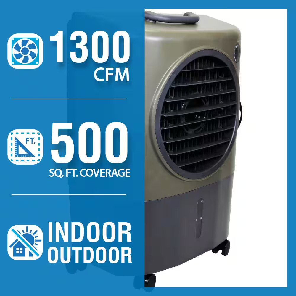 1,300 CFM 2-Speed Portable Evaporative Cooler (Swamp Cooler) for 500 Sq. Ft. in