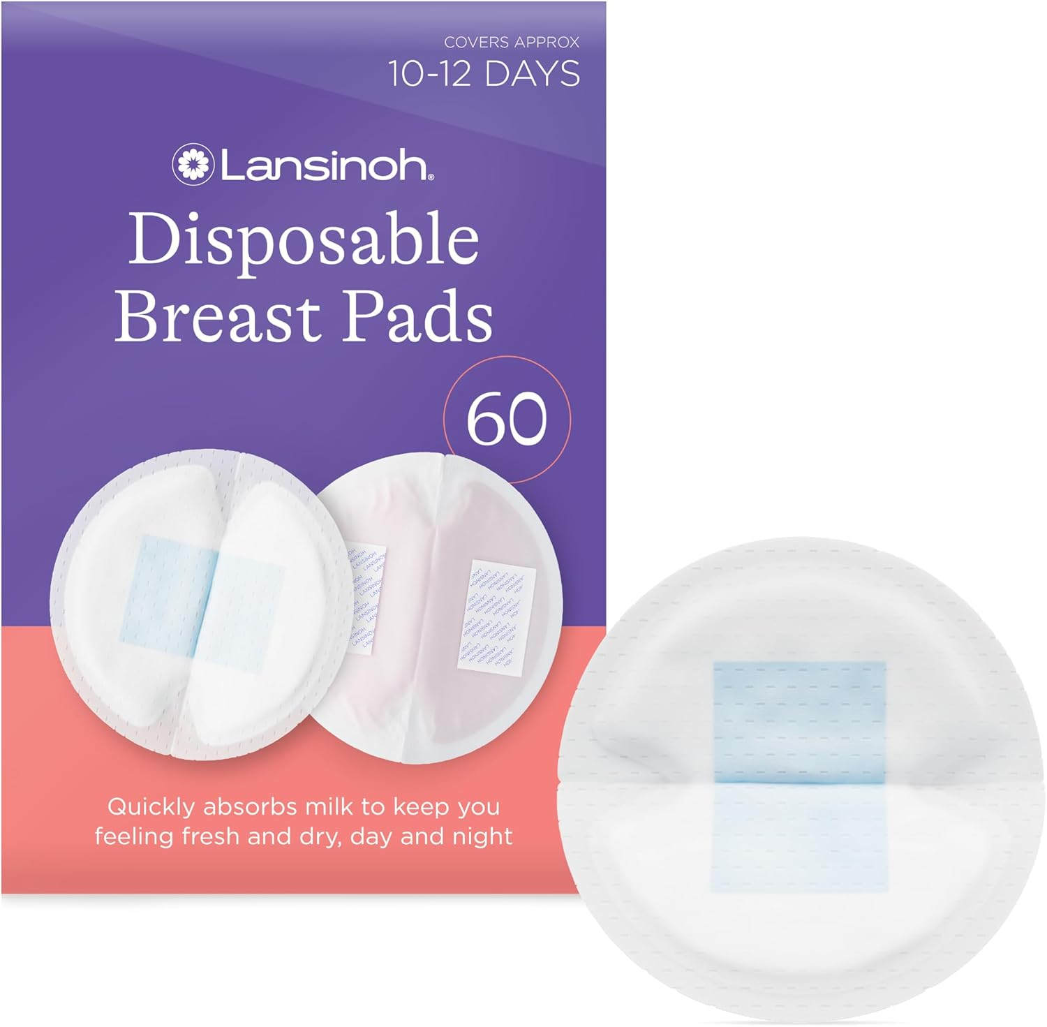 Lansinoh Disposable Breast Pads 60 Pack Ultra Thin Leakproof Nursing Pads