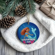 Personalized Disney The Little Mermaid Christmas Princess 2D Ceramic Ornament