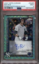 2025 Topps Chrome - Rookie Autographs Ben Rice Aqua Wave Refractor /199 PSA 9
