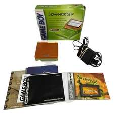 Nintendo Gameboy Advance SP Lime Green & Orange "Shrek" Edition CIB AGS-001