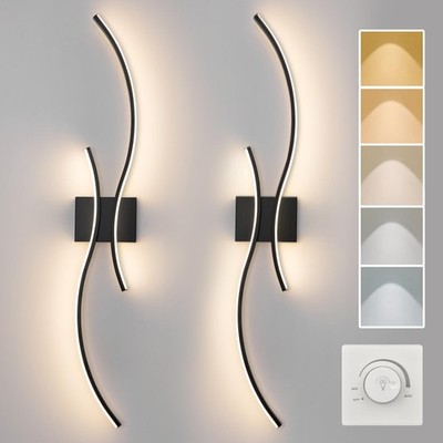 Modern Wall Sconce Set of Two, 5CCT Dimmable Indoor Led Wall Sconce Lighting ...