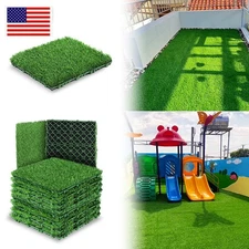 10Pcs Artificial Grass Turf Interlocking Grass Deck Tile Lawn Rug for Backyard