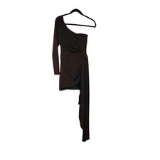 Windsor Black One Shoulder Asymmetrical Drape Mini Dress