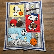 Snoopy Baby Crib Quilt Bedding Comforter Peanuts Woodstock Sports Reversible