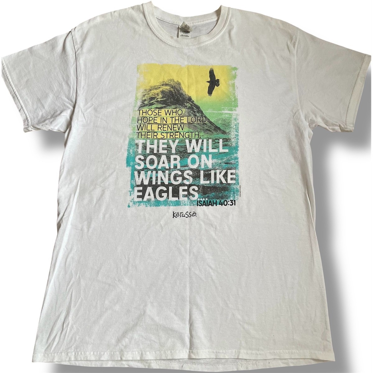 Kerusso Isaiah 4031 Eagle T-Shirt Men's Large White Heavy Cotton