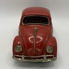 Vintage 1960s Bandai Volkswagen Battery Operated Red Metal Car Made in Japan