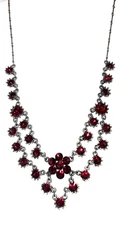 Vintage Marianna Precious Red Garnet Austrian Crystal Festoon Necklace 17" Adj.