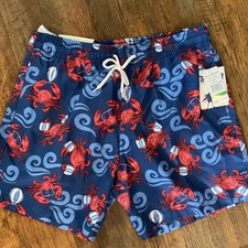 Trunks Surf  Swim Co Men  s Swim Trunks Size Large Quick Dry Blue W/ Crab Design