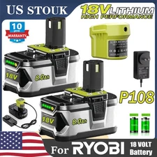1~4X P108 For RYOBI 8.0Ah High Capacity 18 Volt Li-Ion One Plus Battery/Charger