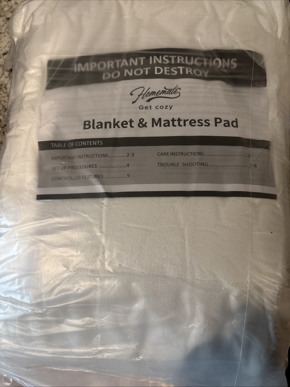 Homemate Heated Mattress Pad Queen 60x80 w/ Controller – Coral Fleece – New Open