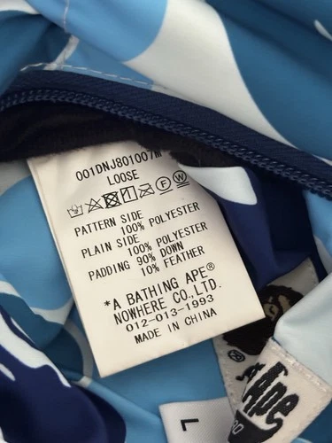 BAPE A Bathing Ape ABC Camo Reversible Down Jacket Blue Navy L Authentic image 8