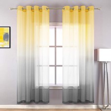 KOUFALL Yellow Sheer 52"W x 63"L Pack of 2 , and Gray