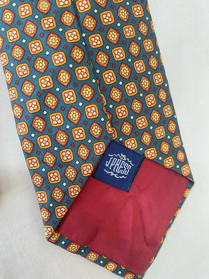 J.PRESS corbata de seda para hombre con patrón floral naranja m en Inglaterra EX CON Foto 4 de 4