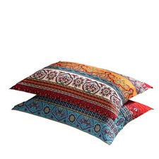 Boho Pillow Cases Set of 2 Piece Queen Standard Colorful Bohemian Striped Pil...
