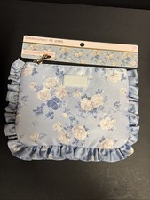 NWT LoveShackFancy Target - Yoobi Flat Zip Pencil Case w Ruffles Whisper Blue