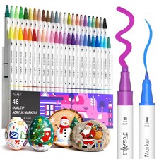 JusArt 48 Colors Acrylic Paint 1 Count Pack of 48 , White Barrel - 48