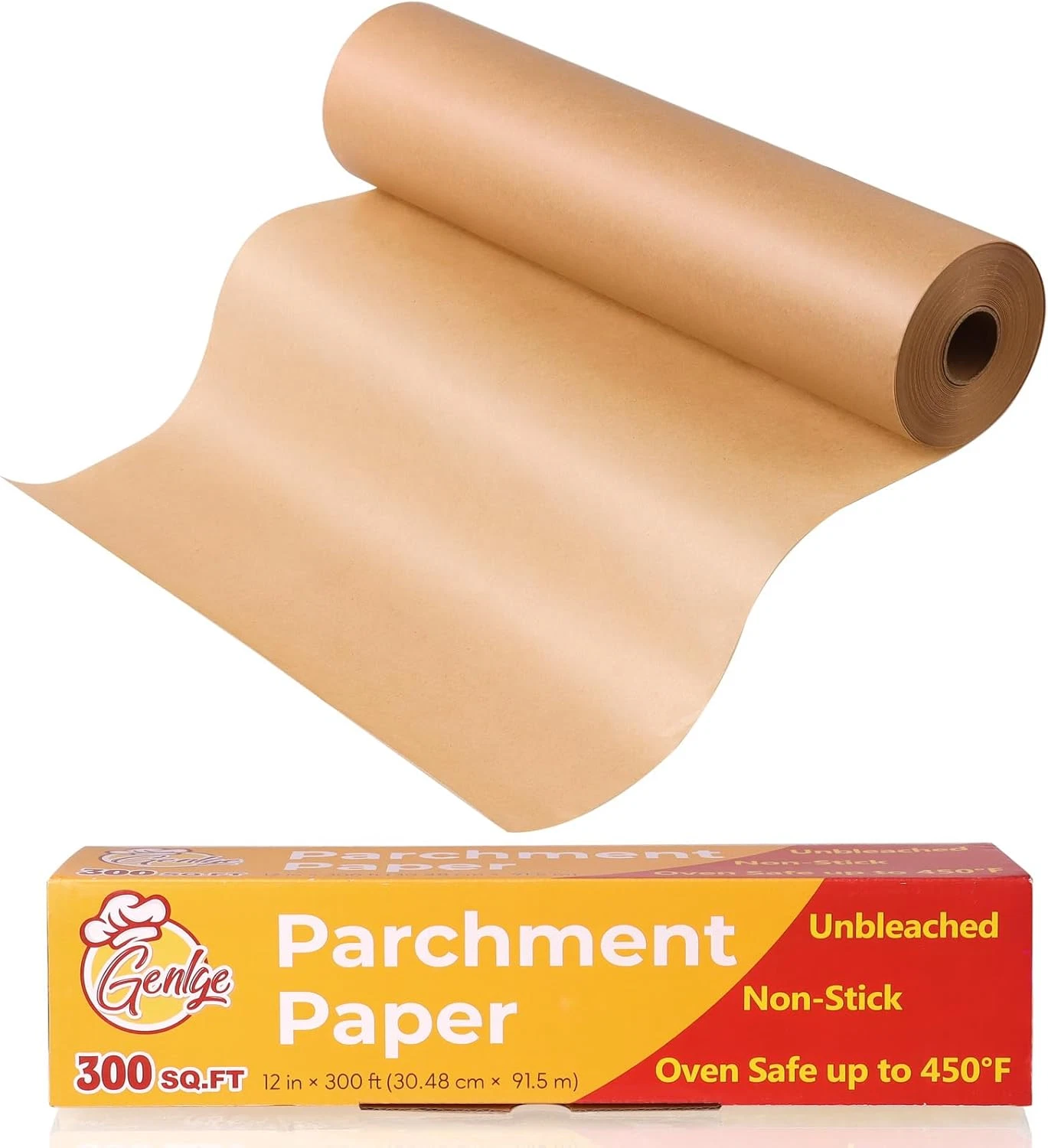 300 Sq. Ft Unbleached Parchment Paper Roll – 12" X 300 Ft, Non-Stick Brown Bakin