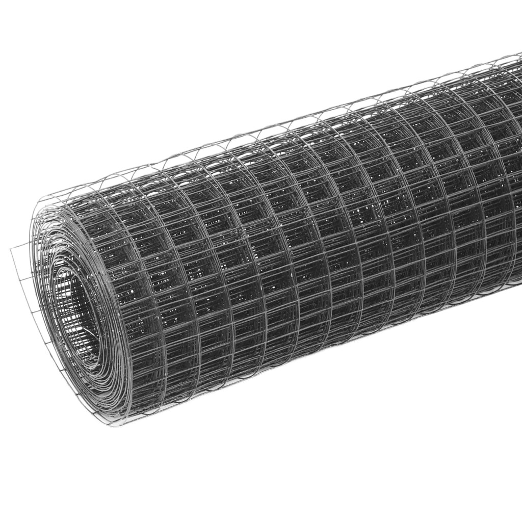 Rete per Pollaio 10x0,5 m Grigia in Acciaio PVC | Recinzione Resistente - 2