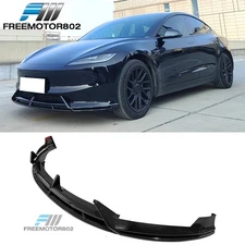 For 24-25 Tesla Model 3 Gloss Black PP Front Bumper Lip Splitter IKON2 Style 3PC