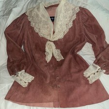 Vintage top suede with Lace collar size 8