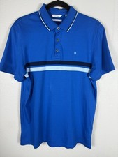 Calvin Klein Mens Liquid Touch Polo Shirt Royal Blue Size M Soft Cotton Blend