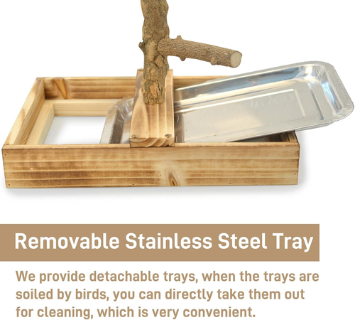Natural Wood Bird Toys Playground, Bird Cage Accessories, Bird Perches, with Rem - Picture 2 of 12
