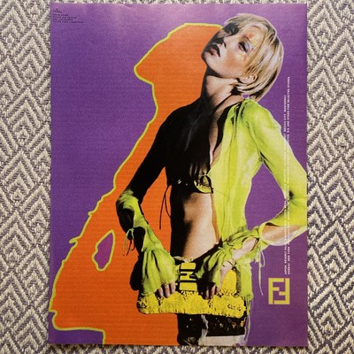2000 Fendi Handbags PRINT AD Maggie Rizer Karl Lagerfeld Colorful Fashion 2000s