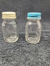 Ball Mason Jar Salt & Pepper Shakers small Glass Blue & White Metal Lids