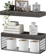 2pc 16" Bathroom Shelves over Toilet-Wall Mounted Floating Shelves Toilet Storag